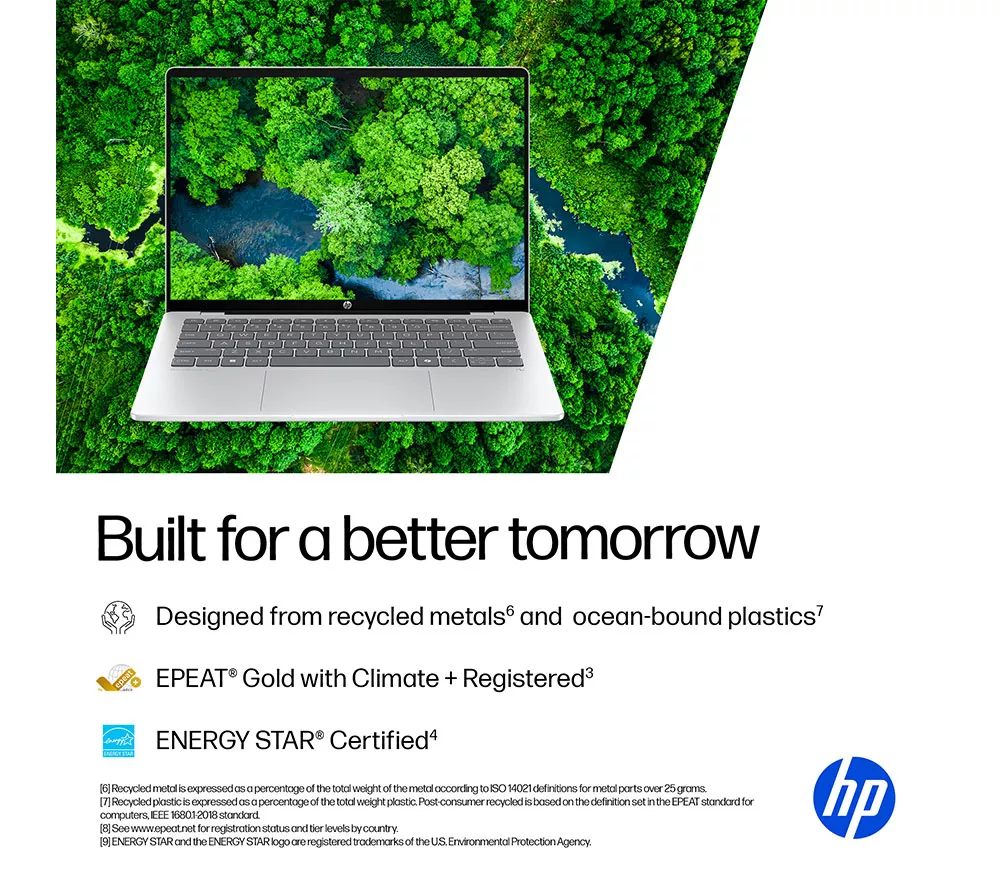 HP OmniBook 5 NGAI 14" Laptop - Snapdragon X1, 512 GB SSD, Glacier Silver