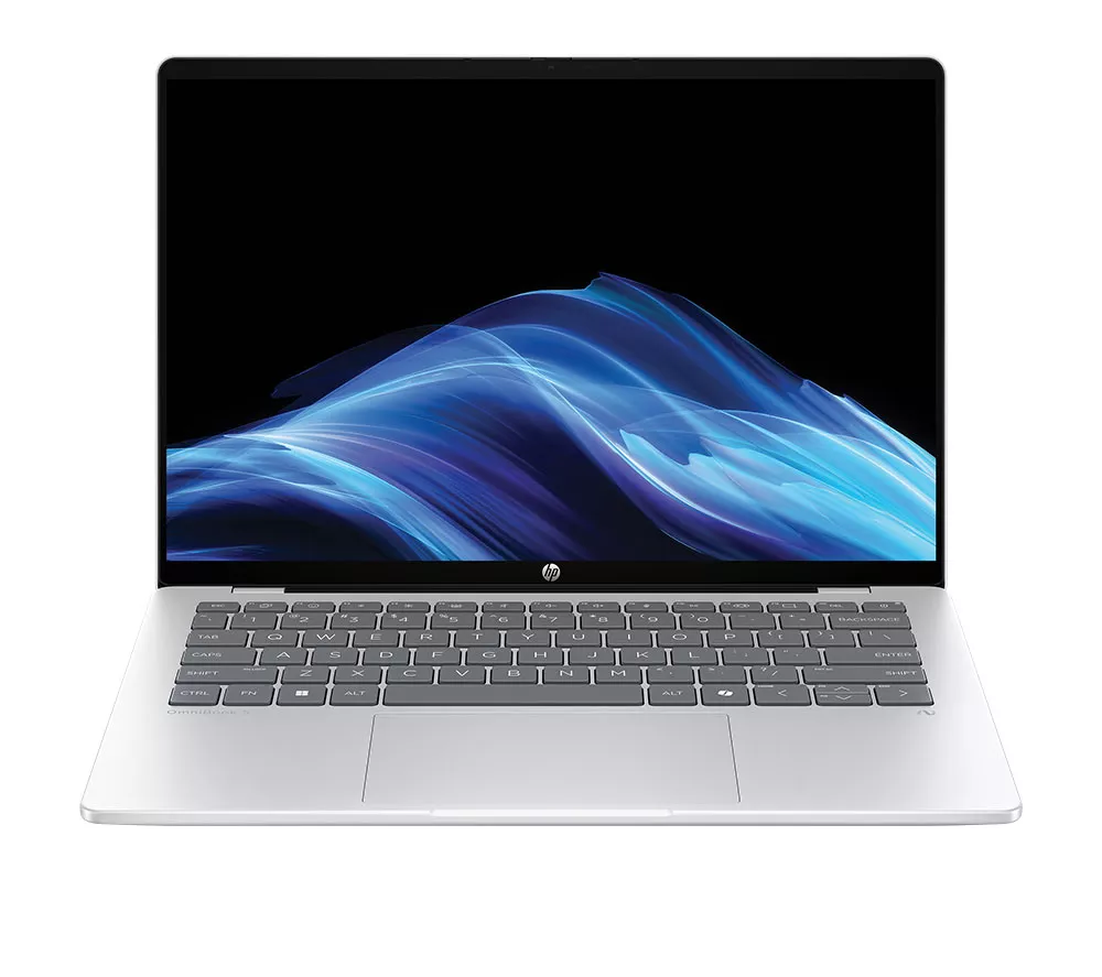 HP OmniBook 5 NGAI 14" Laptop - Snapdragon X1, 512 GB SSD, Glacier Silver
