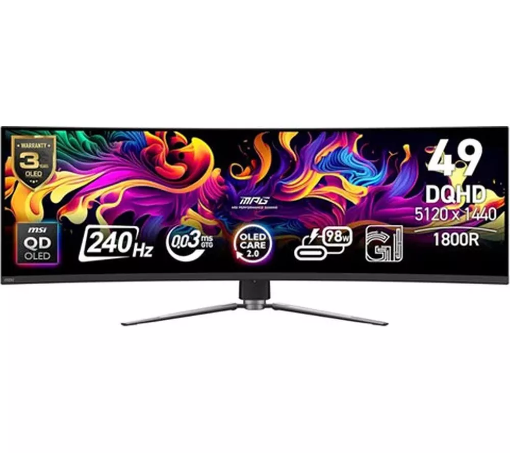 MSI MPG 491CQPX Dual Quad HD 49" Curved QD-OLED Gaming Monitor - Black