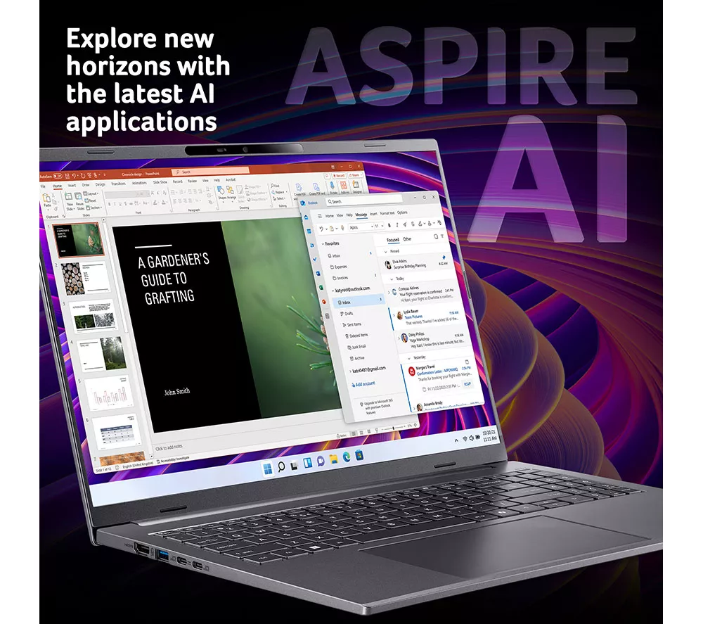 ACER Aspire 16 AI 16" Laptop, Copilot+ PC - Snapdragon X, 1 TB SSD, Grey