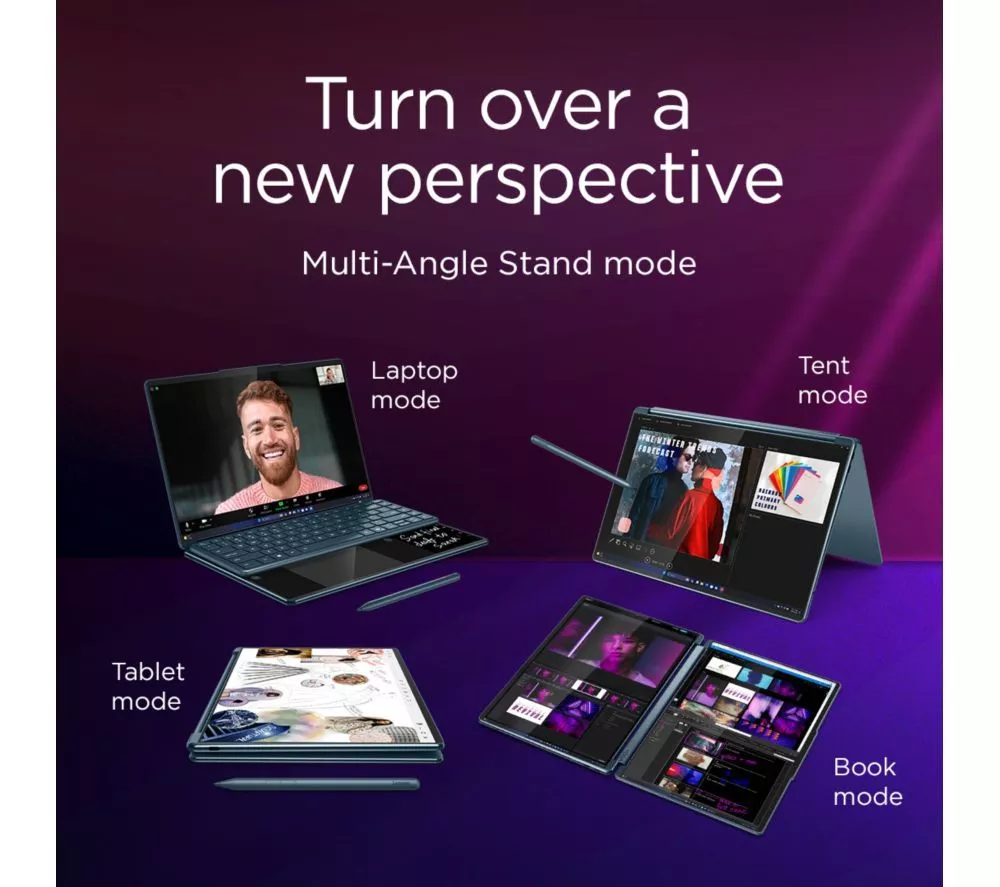 LENOVO Yoga Book 9 U7 14" 2 in 1 Laptop - Intel® Core™ Ultra 7, 1 TB SSD, Teal