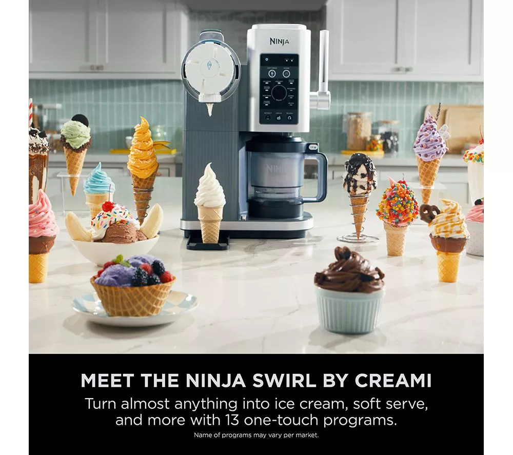 NINJA Swirl by CREAMi NC701UK 13-in-1 Ice Cream & Frozen Dessert Maker - Silver