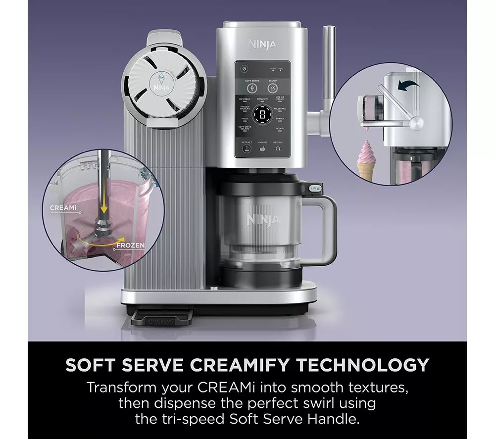 NINJA Swirl by CREAMi NC701UK 13-in-1 Ice Cream & Frozen Dessert Maker - Silver