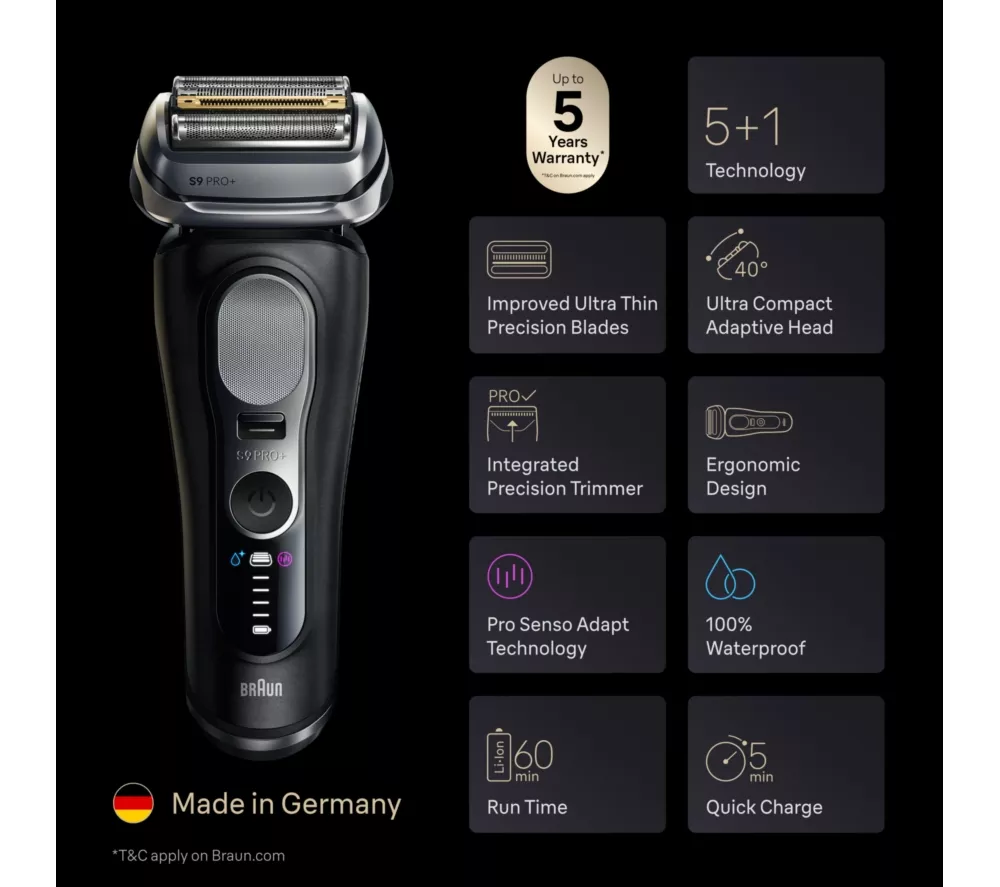 BRAUN Series 9 Pro+ 9670cc Wet & Dry Electric Shaver - Black