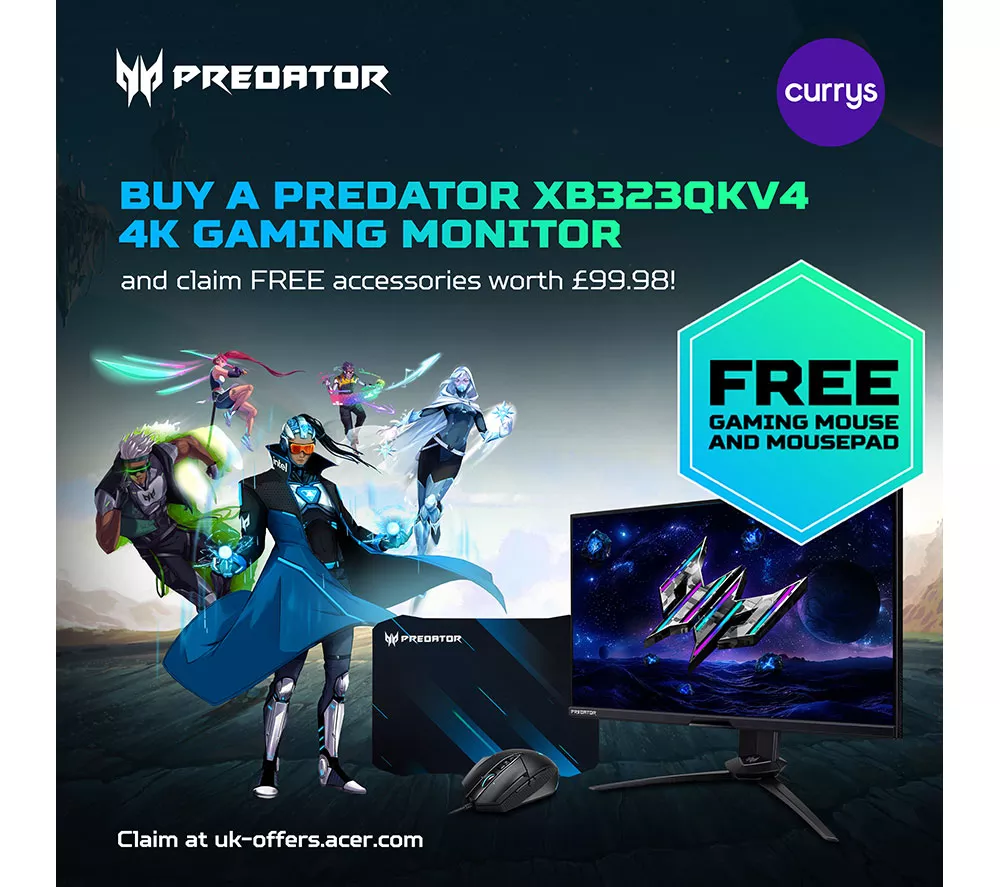 ACER Predator XB323QKV4 4K Ultra HD 31.5" IPS Dual-Mode Gaming Monitor - Black