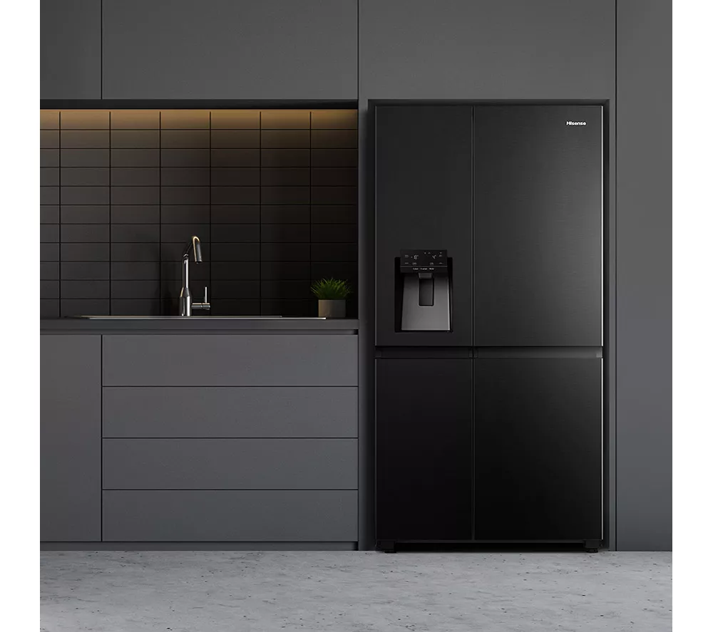 HISENSE PureFlat Infinite RS818N4TFC American-Style Smart Fridge Freezer - Black