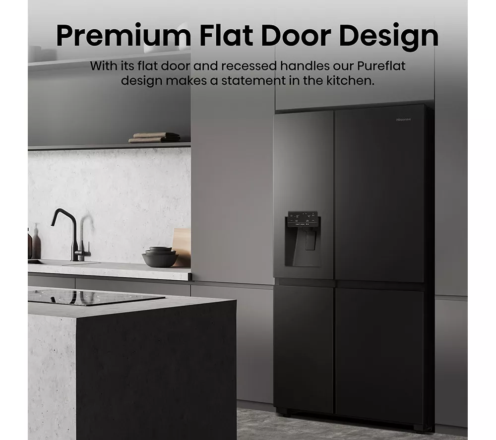 HISENSE PureFlat Infinite RS818N4TFC American-Style Smart Fridge Freezer - Black