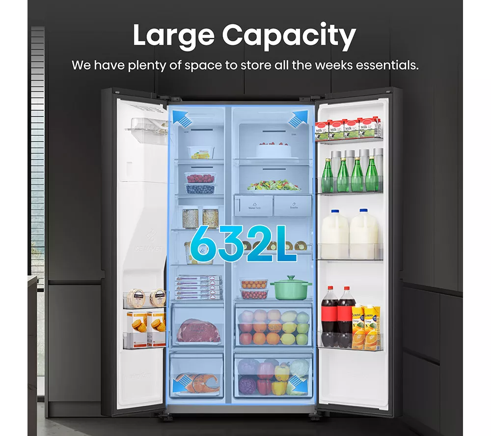 HISENSE PureFlat Infinite RS818N4TFC American-Style Smart Fridge Freezer - Black