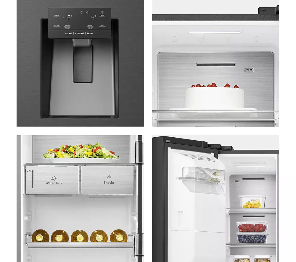 HISENSE PureFlat Infinite RS818N4TFC American-Style Smart Fridge Freezer - Black