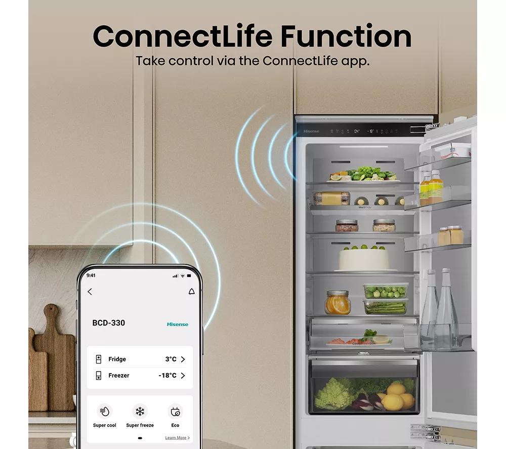 HISENSE RB5B280SSWC Integrated Smart 70/30 Fridge Freezer - Fixed Hinge