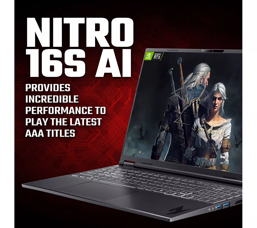 ACER Nitro 16S AI 16" Gaming Laptop - AMD Ryzen AI 9, RTX 5070 Ti, 1 TB SSD