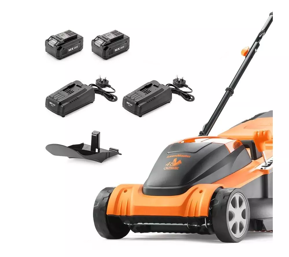 LAWNMASTER CLMF4841E-1-01 Cordless Rotary Lawn Mower with 2 Batteries - Orange & Black