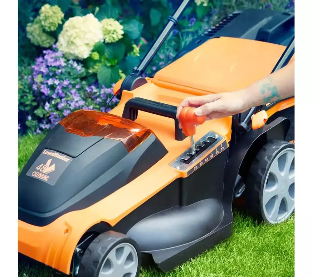 LAWNMASTER CLMF4841E-1-01 Cordless Rotary Lawn Mower with 2 Batteries - Orange & Black
