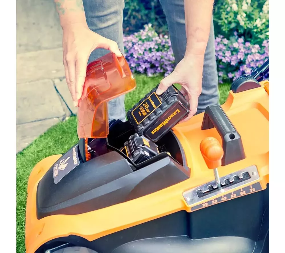 LAWNMASTER CLMF4841E-1-01 Cordless Rotary Lawn Mower with 2 Batteries - Orange & Black
