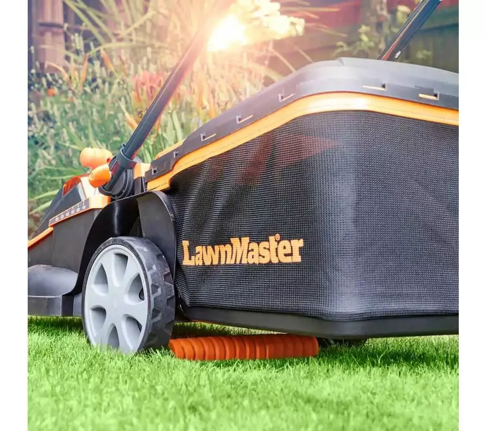 LAWNMASTER CLMF4841E-1-01 Cordless Rotary Lawn Mower with 2 Batteries - Orange & Black