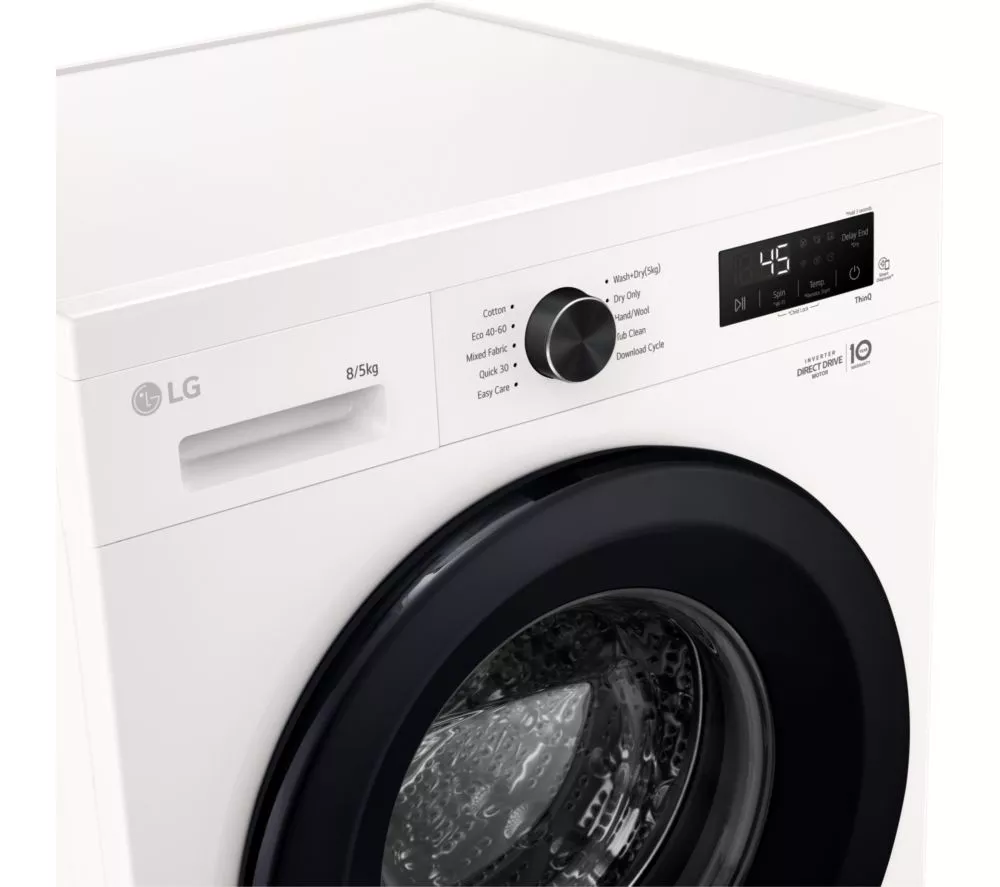 LG X10 Series Direct Drive W4X1085NWK WiFi-enabled 8 kg Washer Dryer - White