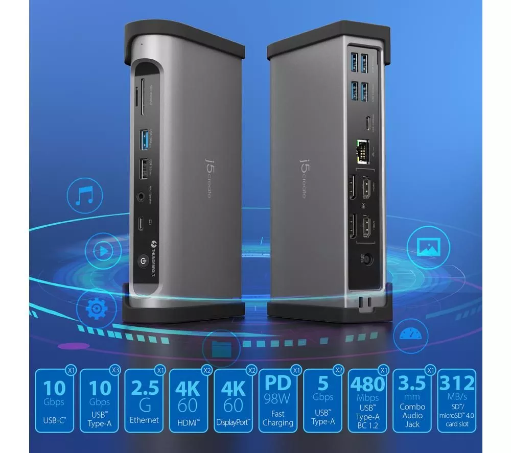 J5CREATE JTD568 15-Port Thunderbolt 4 Docking Station