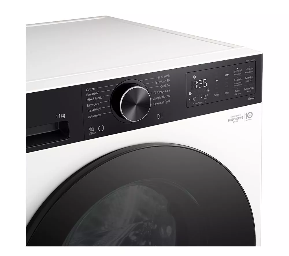 LG VX55 Series AI Direct Drive F4X5511THB WiFi-enabled 11 kg 1400 Spin Washing Machine - White