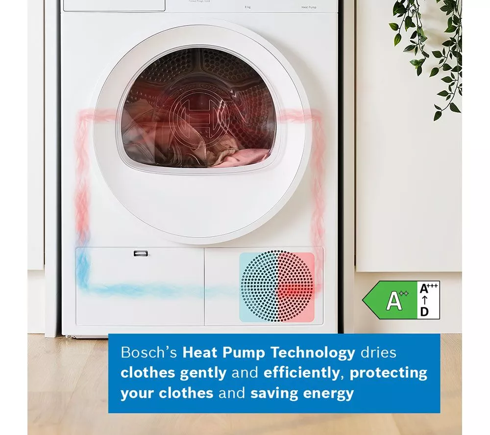 BOSCH Series 4 WTH85226GB 8 kg Heat Pump Tumble Dryer - White