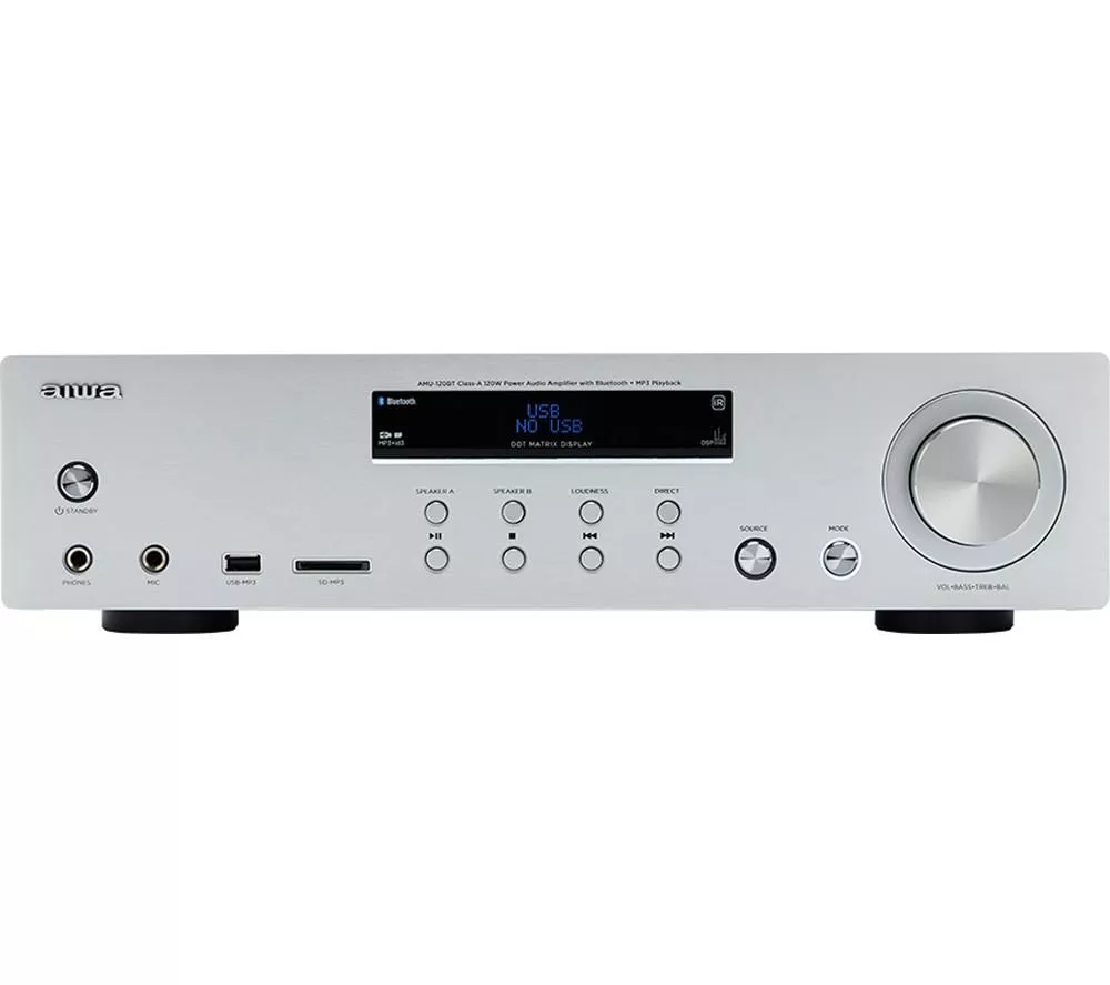 AIWA AMU-120BT Bluetooth Mini Hi-Fi System - Silver