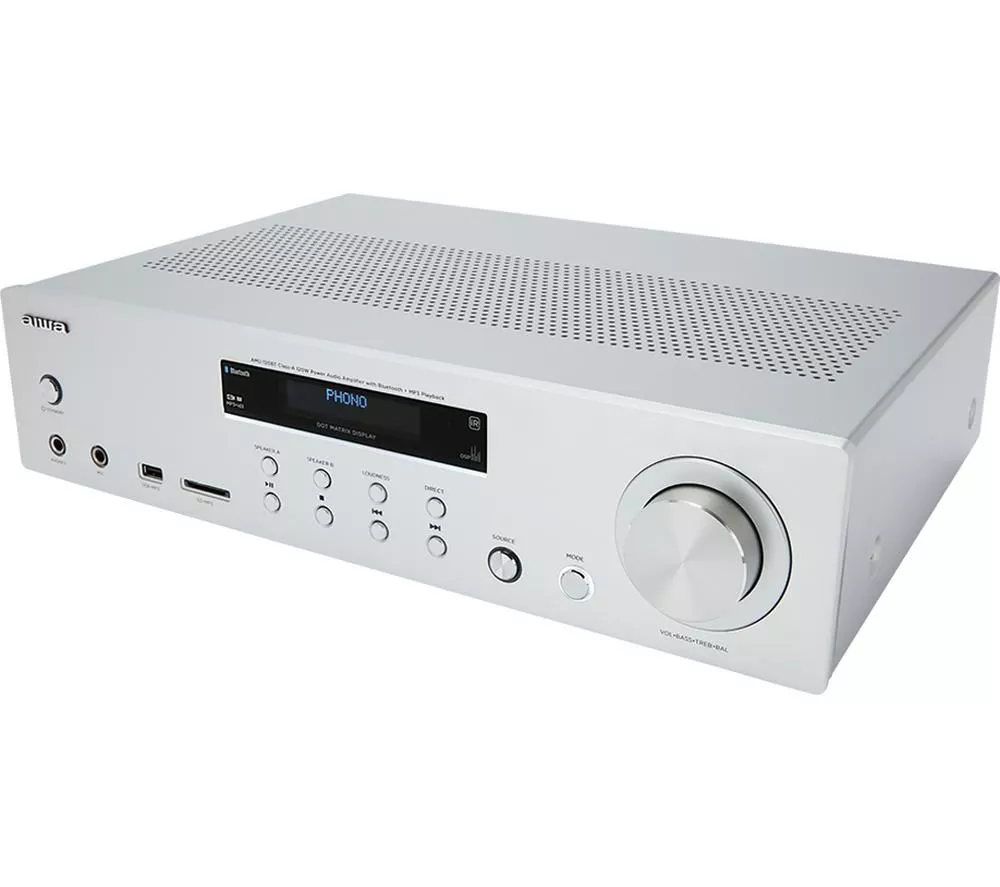 AIWA AMU-120BT Bluetooth Mini Hi-Fi System - Silver