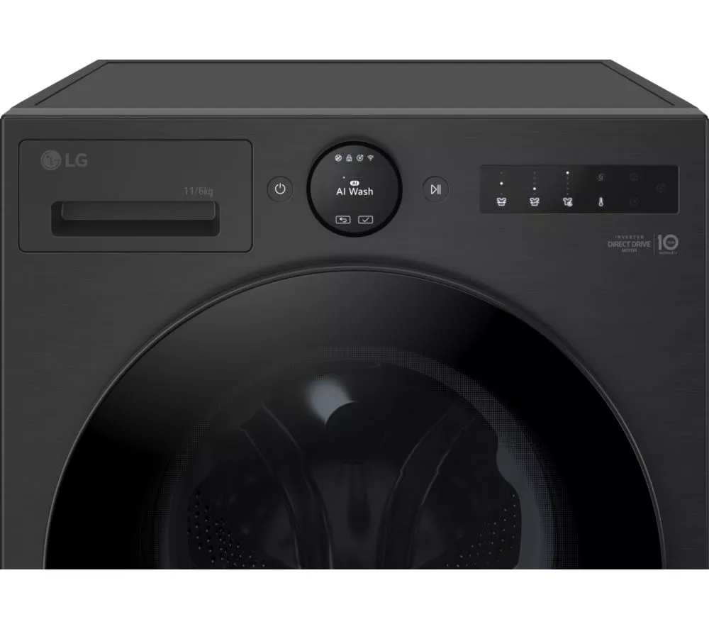LG VX70 Series AI Direct Drive W4X7016TBB WiFi-enabled 11 kg Washer Dryer - Black
