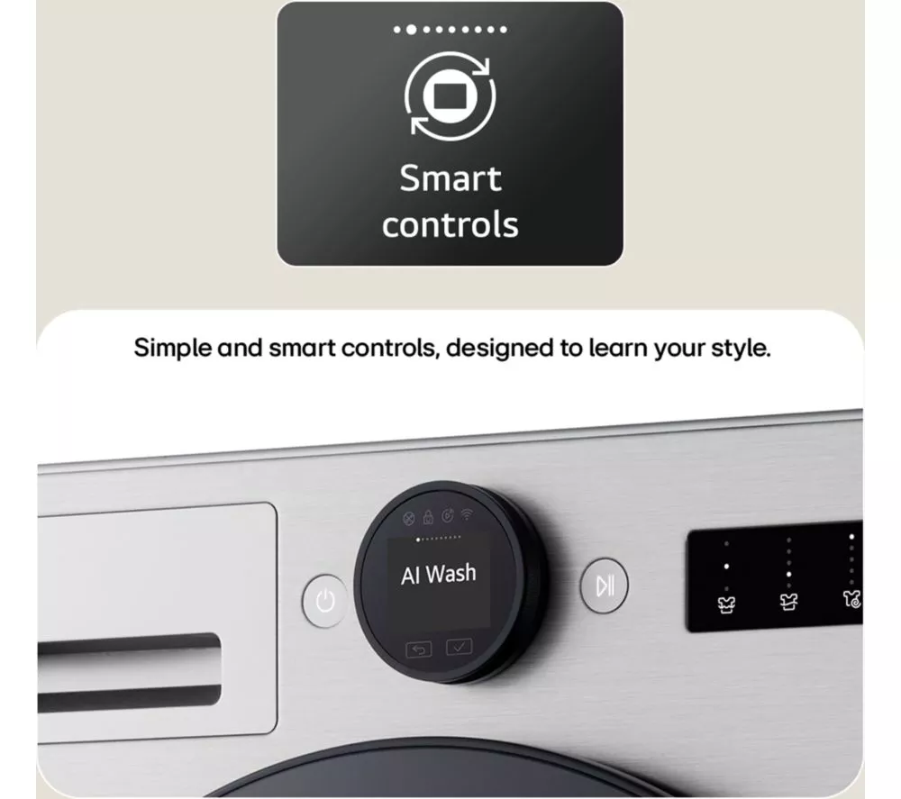 LG VX70 Series AI Direct Drive W4X7016TBB WiFi-enabled 11 kg Washer Dryer - Black