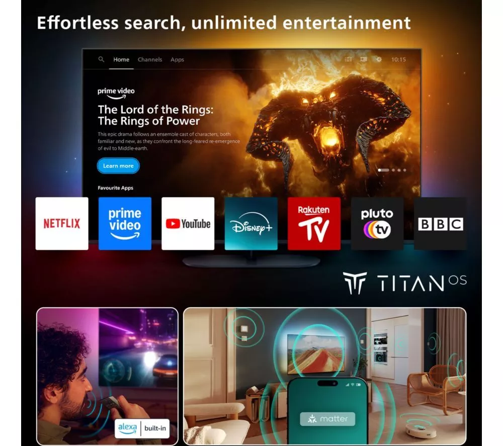 PHILIPS The Xtra MLED950 65" QD-Mini LED 4K HDR Ambilight Smart TV with Freely - 65MLED950/12