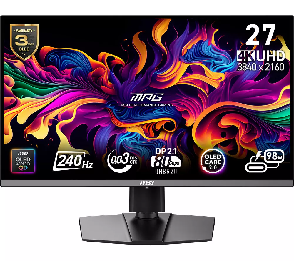 MSI MPG 272URX QD-OLED 4K Ultra HD 26.5” OLED Gaming Monitor - Black