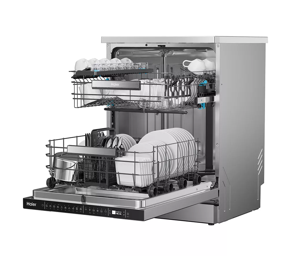 HAIER XF 4A4M0X-80 Full-size WiFi-enabled Dishwasher - Silver