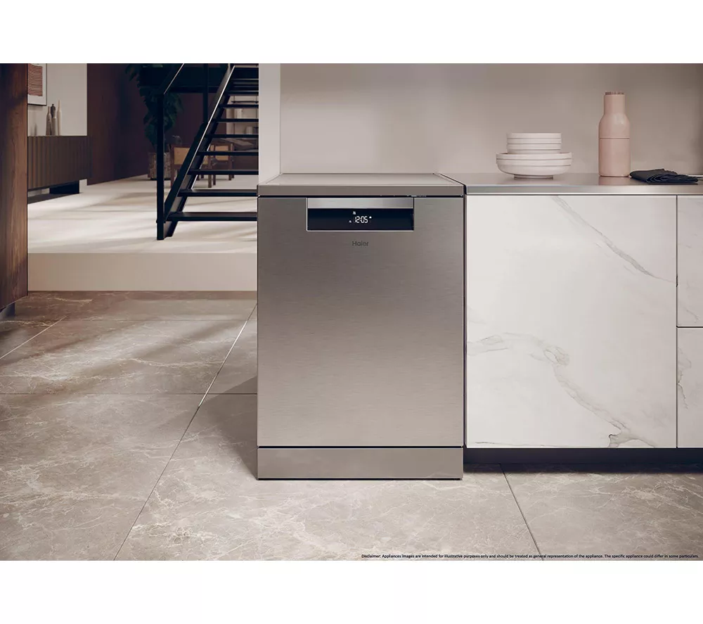 HAIER XF 4A4M0X-80 Full-size WiFi-enabled Dishwasher - Silver