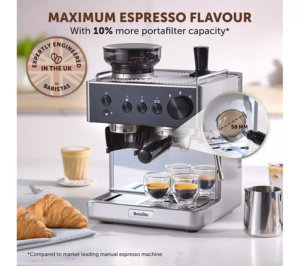 BREVILLE Barista Classic VCF186 Bean to Cup Coffee Machine - Stainless Steel