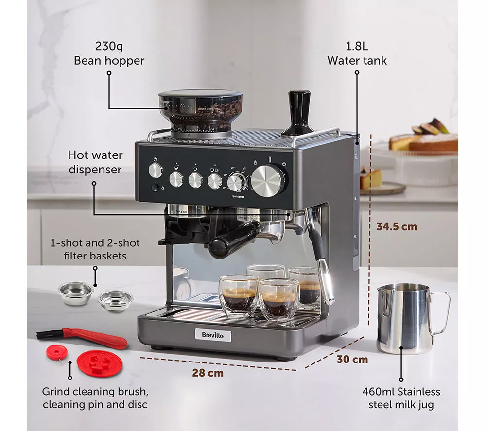 BREVILLE Barista Sense VCF187 Bean to Cup Coffee Machine - Stainless Steel