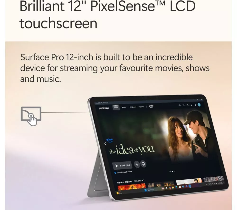 MICROSOFT 12" Surface Pro, Copilot+ PC with keyboard - Snapdragon X Plus, 256 GB SSD, Platinum
