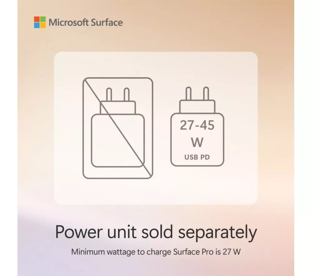 MICROSOFT 12" Surface Pro, Copilot+ PC with keyboard - Snapdragon X Plus, 256 GB SSD, Platinum