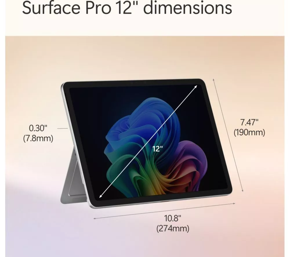 MICROSOFT 12" Surface Pro, Copilot+ PC with keyboard - Snapdragon X Plus, 256 GB SSD, Platinum