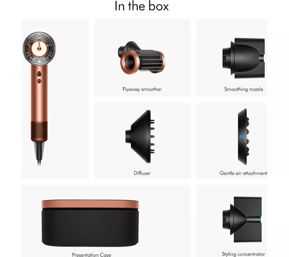 DYSON Supersonic Nural Straight+Wavy Hair Dryer - Amber Silk & Pink Champagne