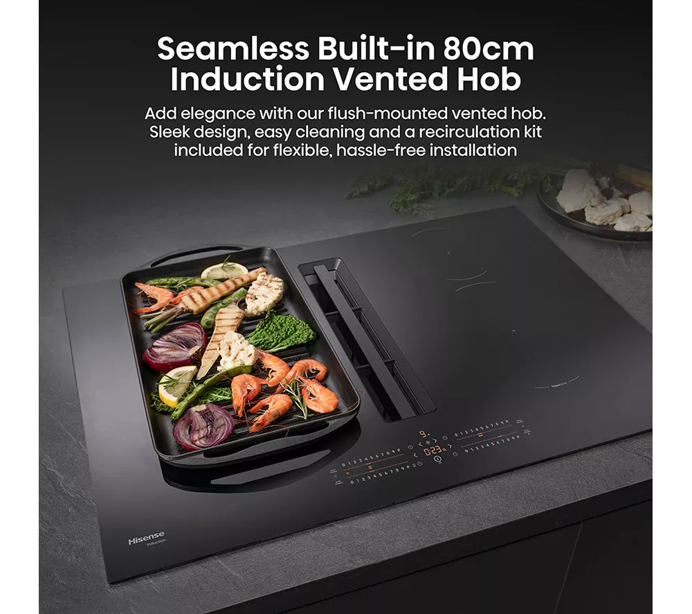 HISENSE Hi6 HEH8432BSCWF 83 cm Vented Induction Hob with Bridge Zone - Black