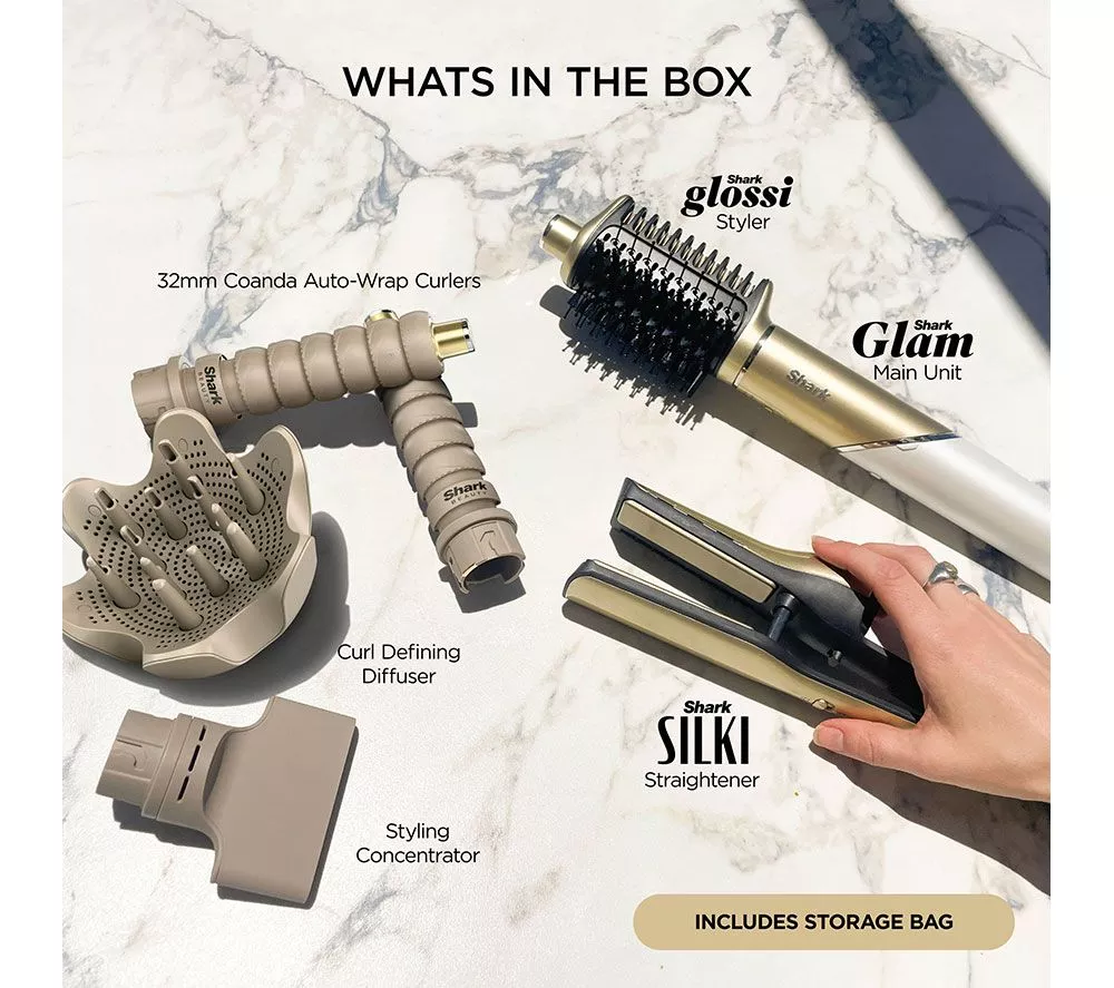 SHARK Glam Straight, Waves & Curls Multi-Styler HD6052SUK - Gold