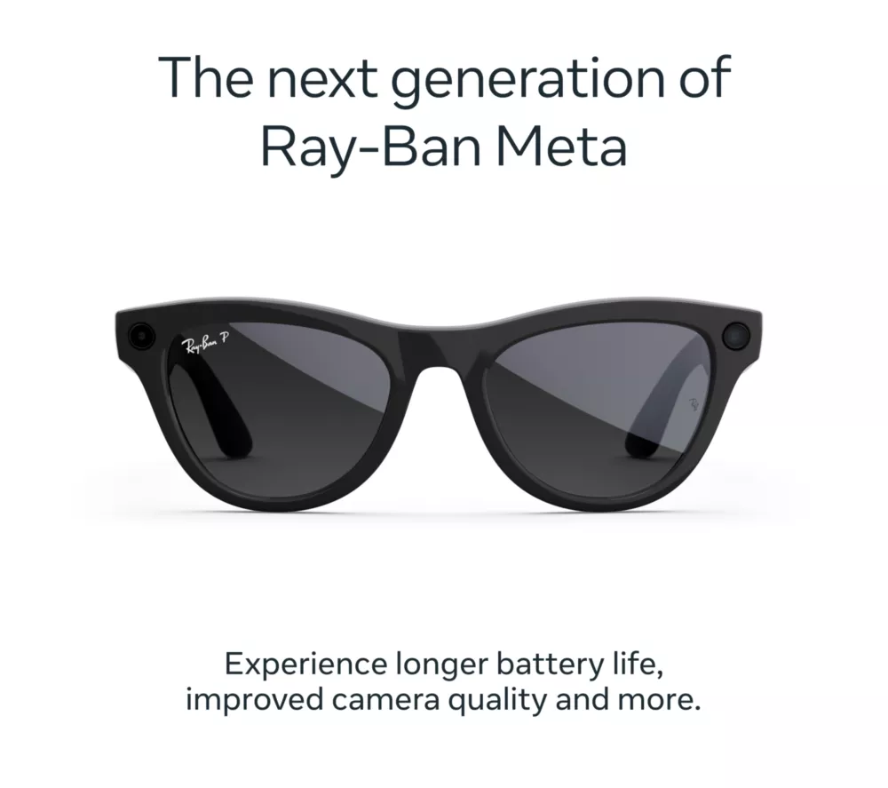 RAY-BAN Meta Skyler (Gen 2) Glasses - Shiny Black with Polarised Gradient Graphite Lenses