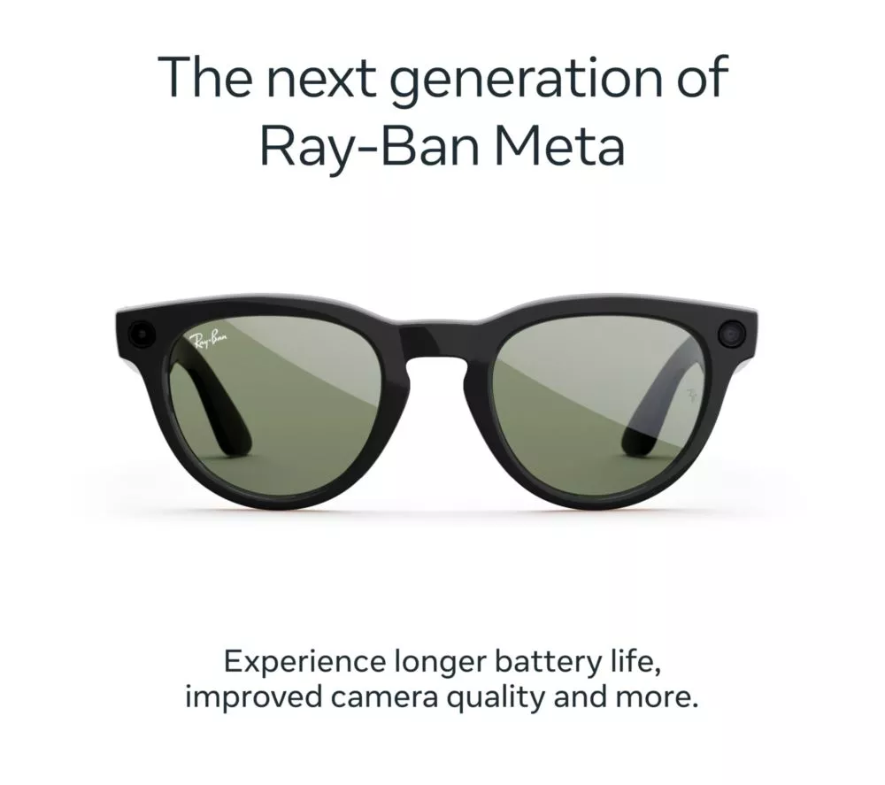 RAY-BAN Meta Headliner (Gen 2) Glasses - Shiny Black with Green Lenses