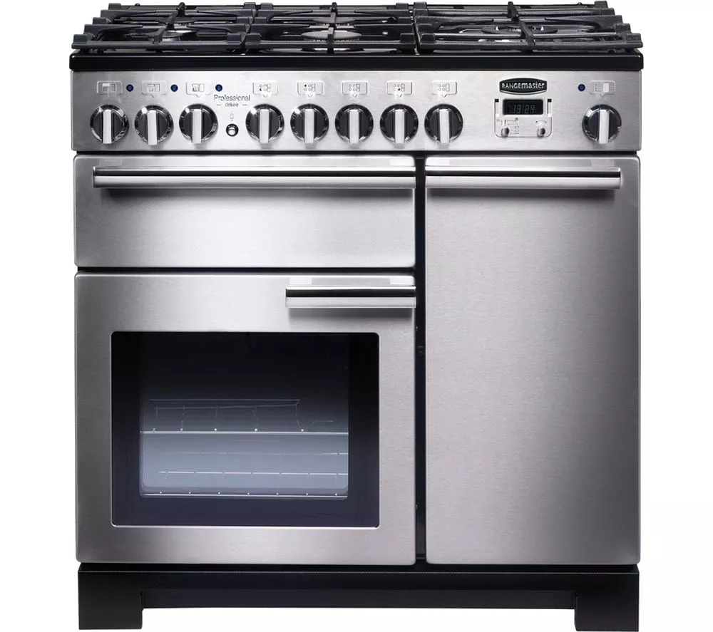 RANGEMASTER Professional Deluxe 90 Dual Fuel Range Cooker - Stainless Steel