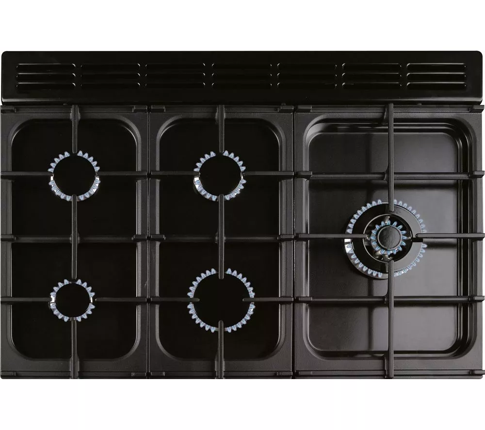 RANGEMASTER Kitchener KCH90DFFBL C Dual Fuel Range Cooker - Black & Chrome