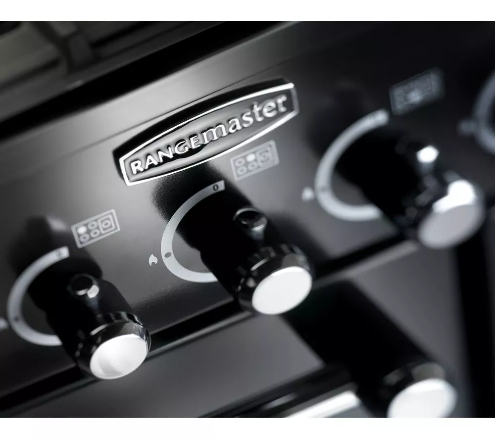 RANGEMASTER Kitchener KCH90DFFBL C Dual Fuel Range Cooker - Black & Chrome