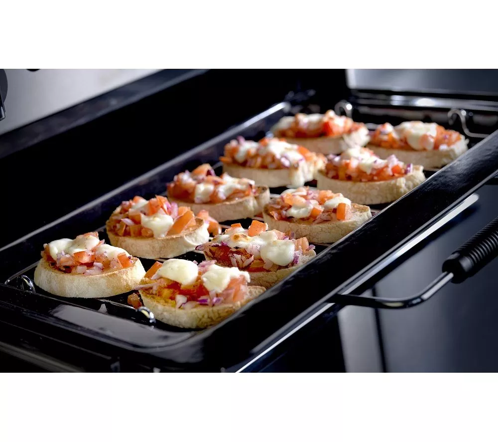 RANGEMASTER Kitchener KCH90DFFBL C Dual Fuel Range Cooker - Black & Chrome