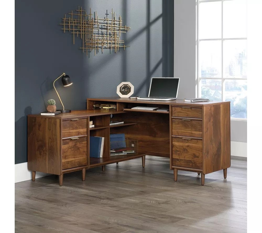TEKNIK Clifton Place L-shaped Desk - Grand Walnut