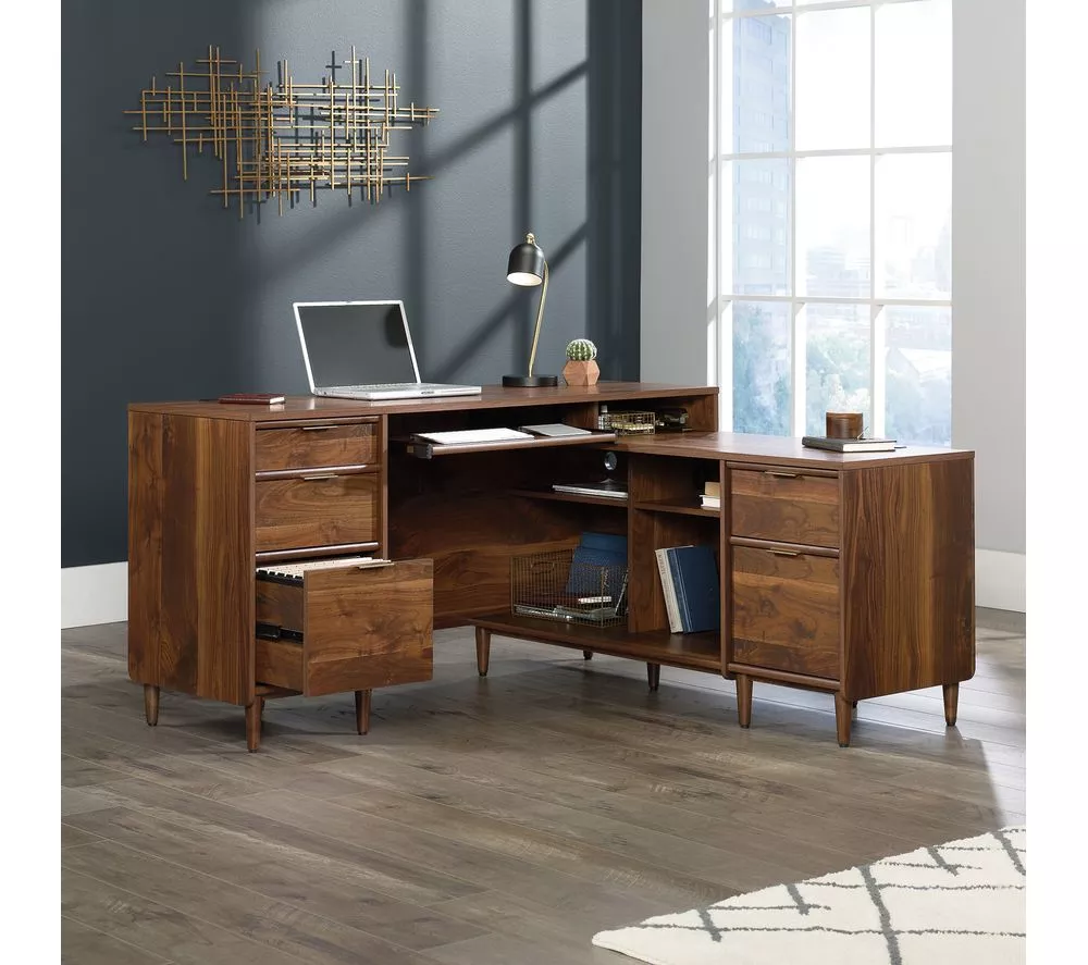 TEKNIK Clifton Place L-shaped Desk - Grand Walnut