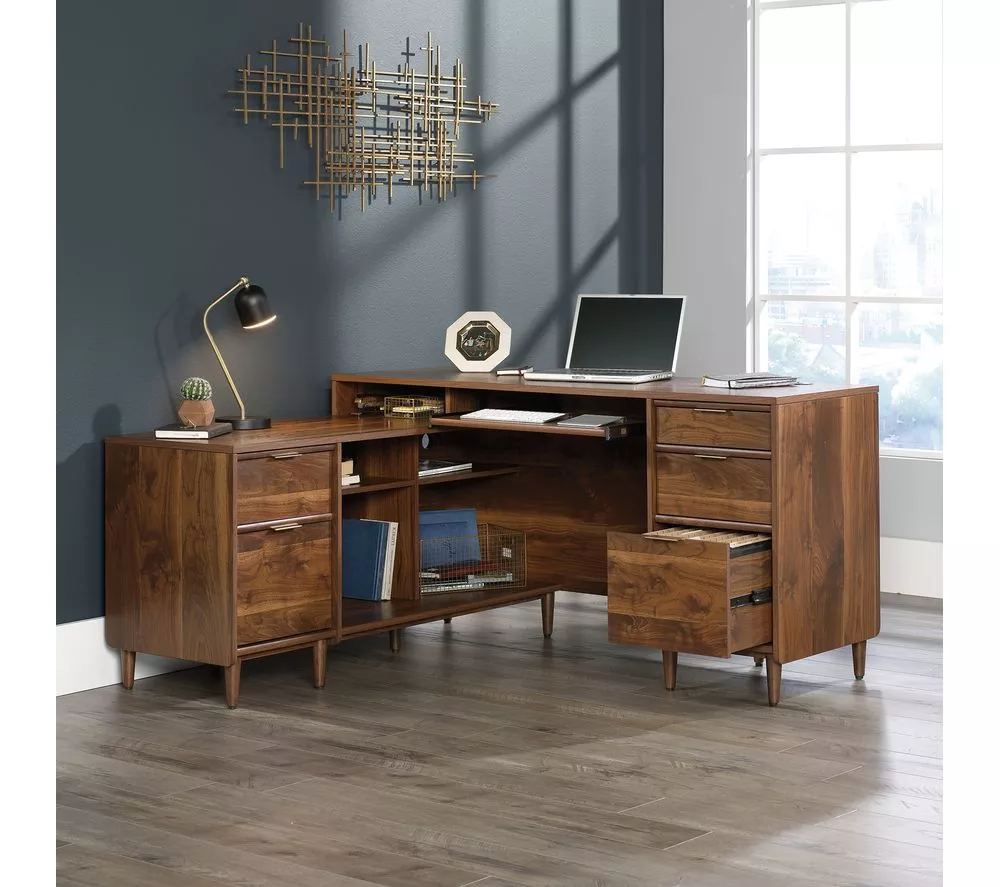 TEKNIK Clifton Place L-shaped Desk - Grand Walnut