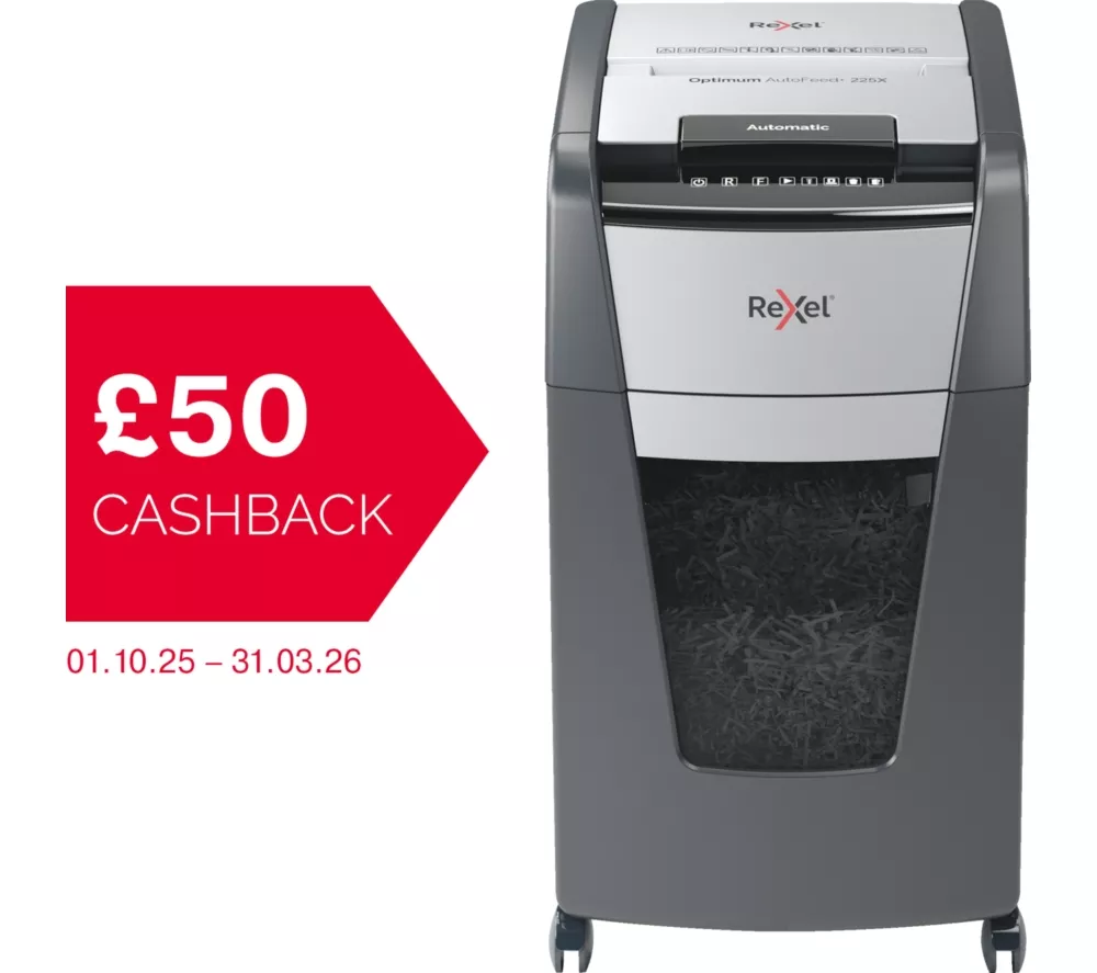 REXEL Optimum AutoFeed+ 225X Cross Cut Paper Shredder