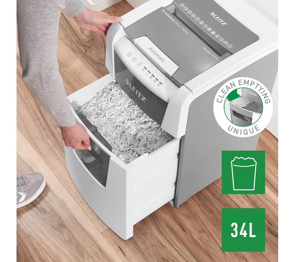 LEITZ IQ AutoFeed Small Office 100 P4 Cross Cut Paper Shredder